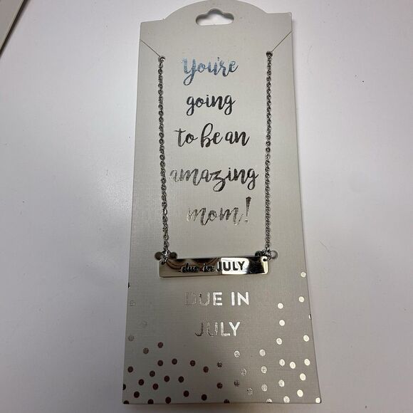 Occasionally Made Maternity Due In July Silver Stainless Steel Bar Necklace New - Picture 1 of 5